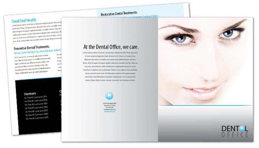 Dentist Dental Office Half Fold Brochure Design Layout